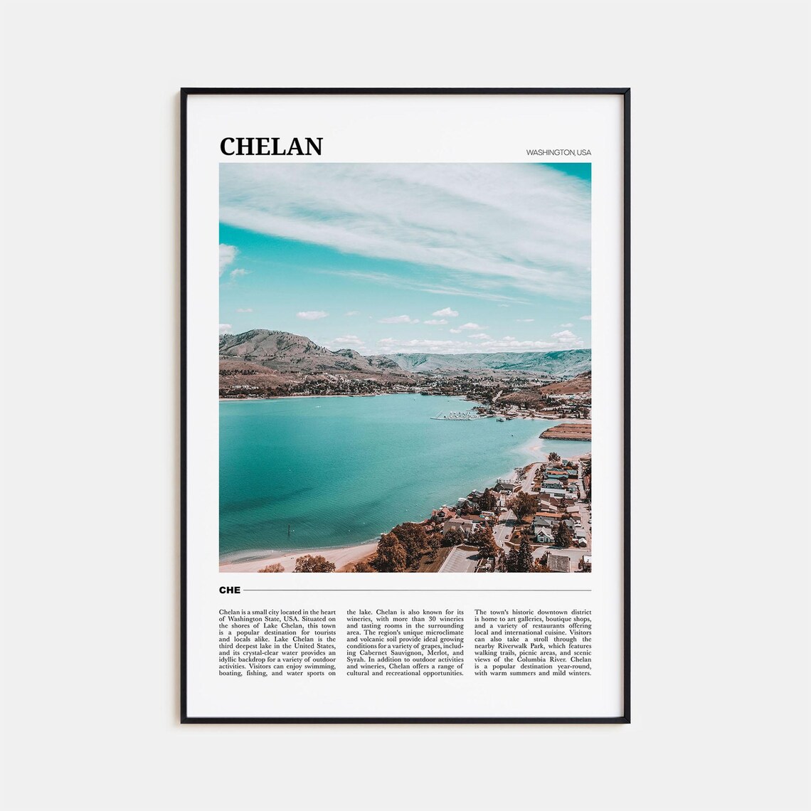 Chelan Travel Poster, Washington USA Art Print
