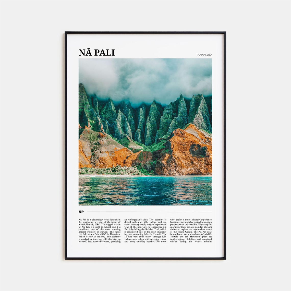 Na Pali Hawaii Kauai Green Cliffs Ocean Coastline Travel Poster