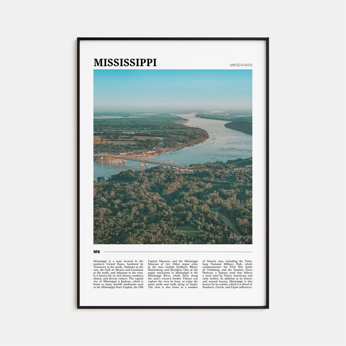 Mississippi Travel Poster, United States Wall Art Print