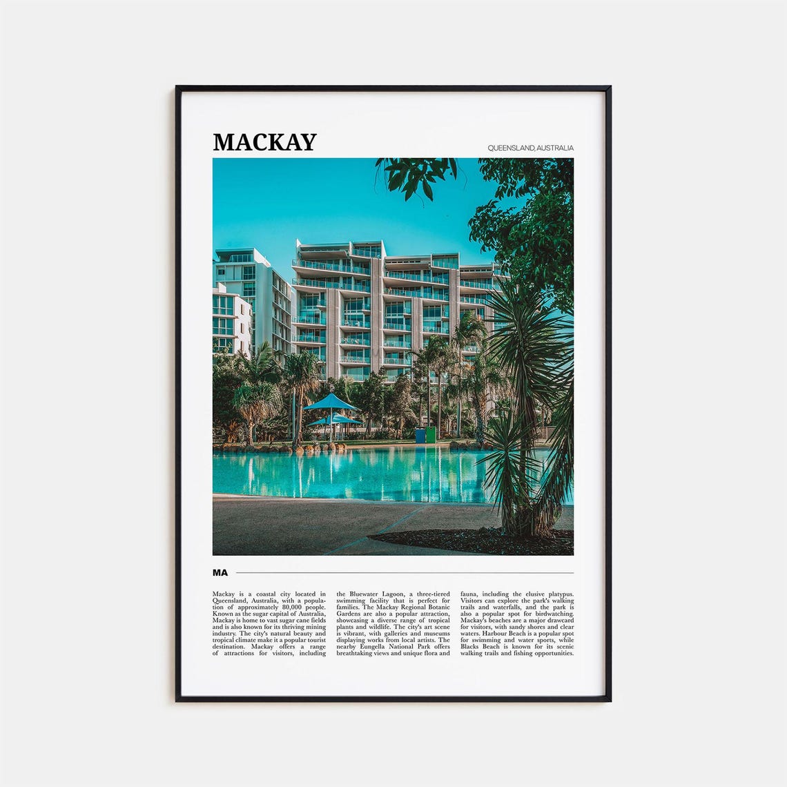 Mackay Queensland Australia Tropical Lagoon Palms Travel Poster