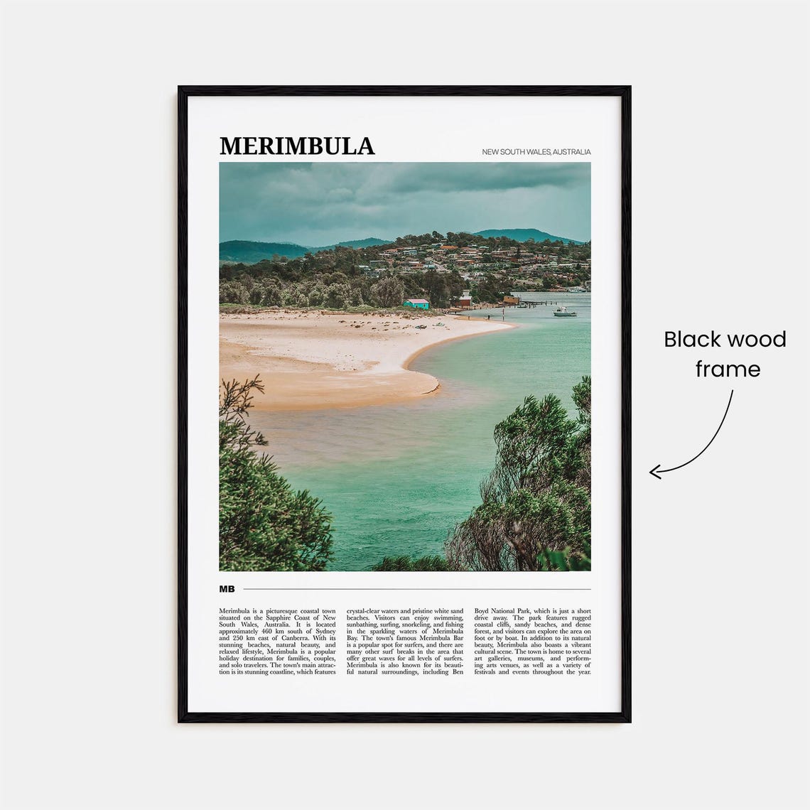 Merimbula Australia Travel Poster Curved Beach Teal Water Coast View - Image 2