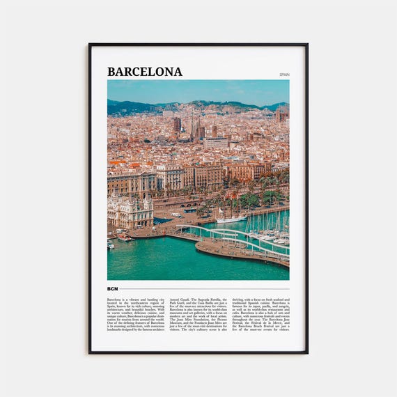 Barcelona Travel Poster, Catalonia Spain Wall Art