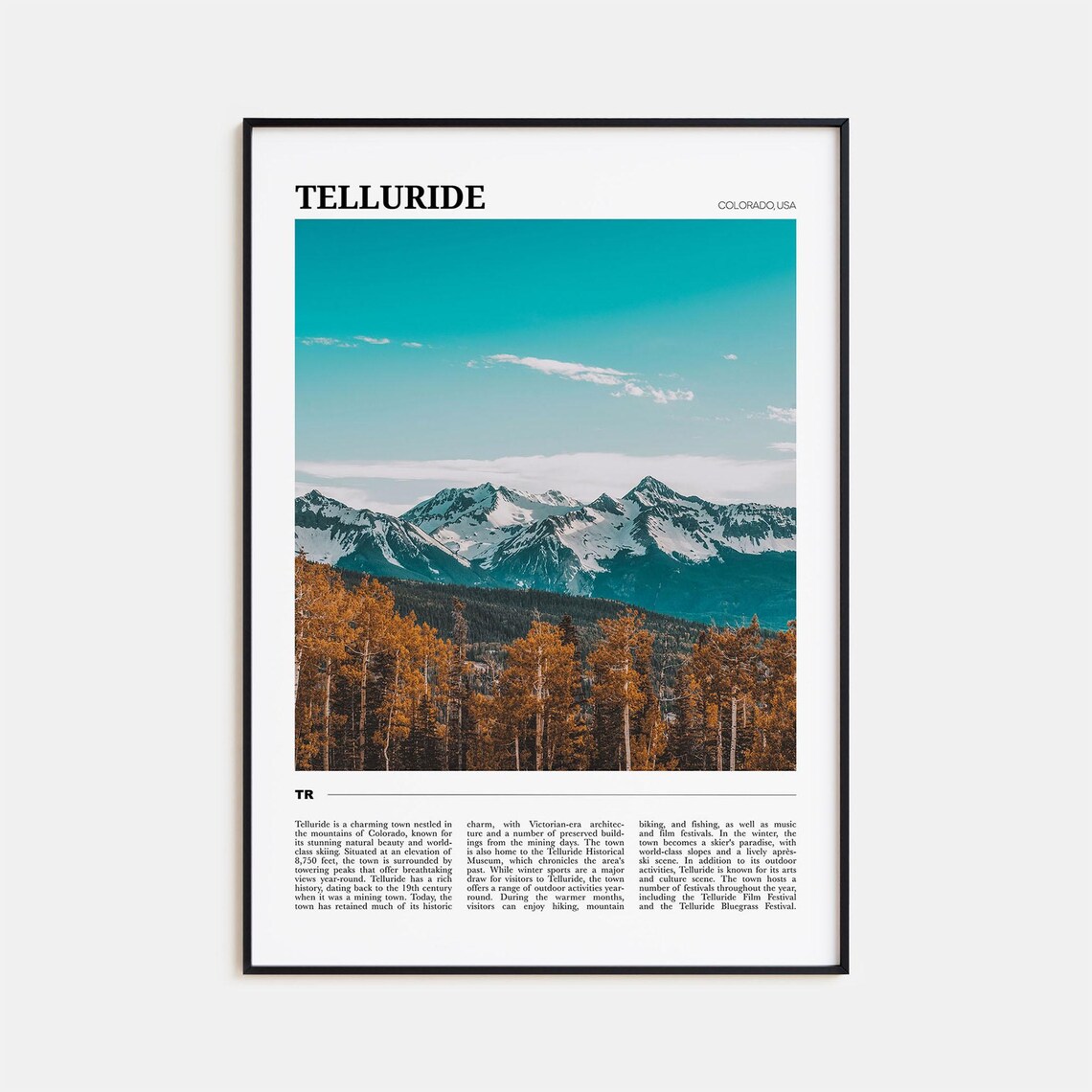 Telluride Travel Poster, Colorado USA Art Print