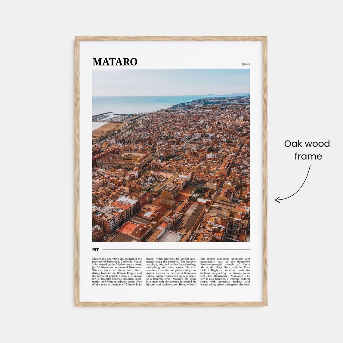 Mataro Spain Coastal City Aerial Photo Vintage Travel Poster - Image 3