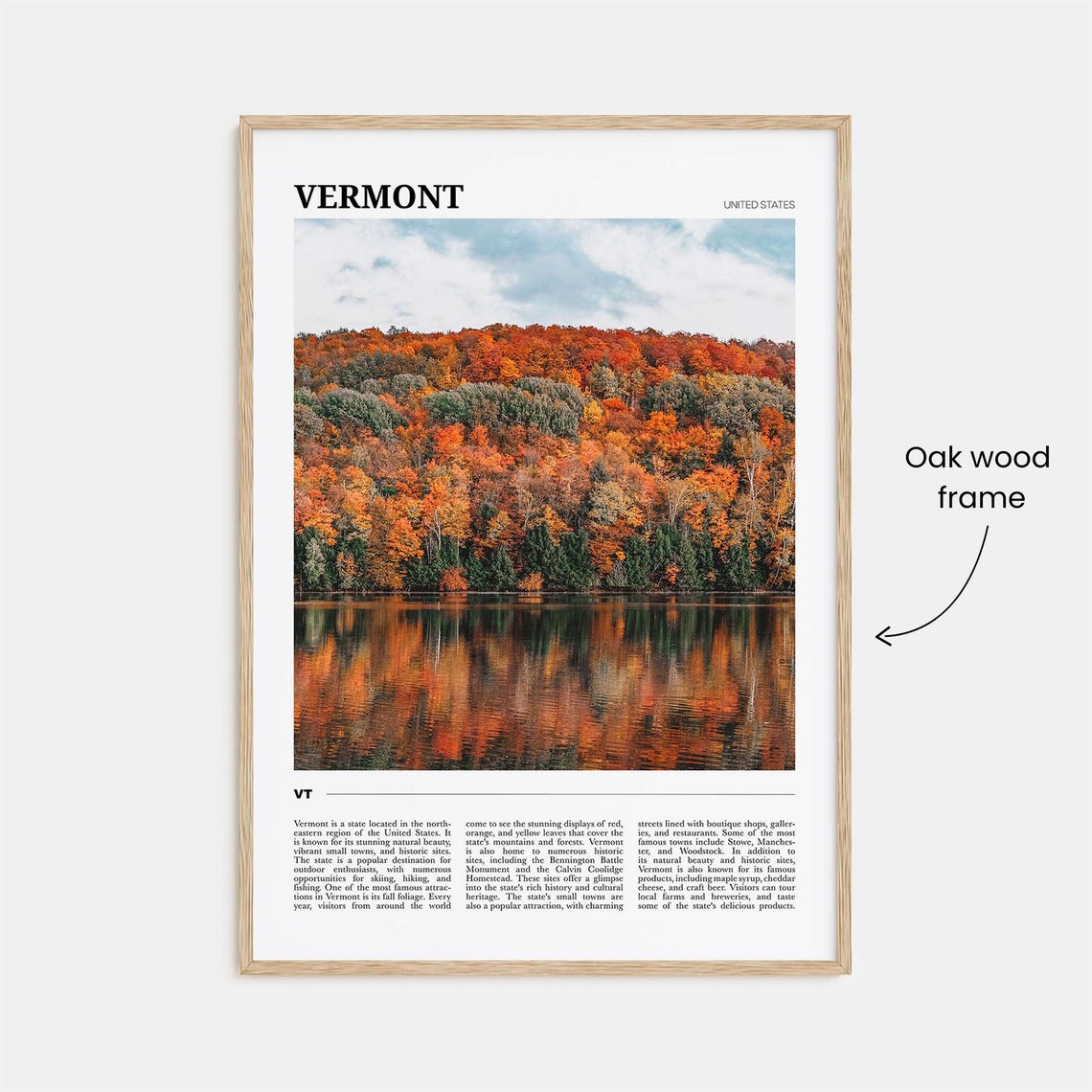 Vermont Autumn Foliage Hillside Mirrored in Lake Waters Poster - Image 3