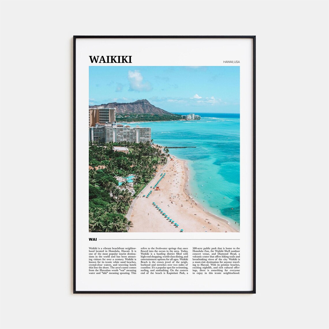 Waikiki Travel Poster, Hawaii Travel Art Print