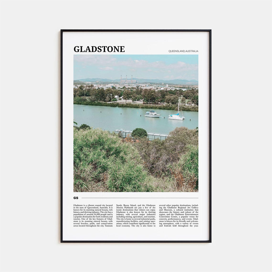 Gladstone Queensland Harbor Boats Coastal Australia Travel Poster