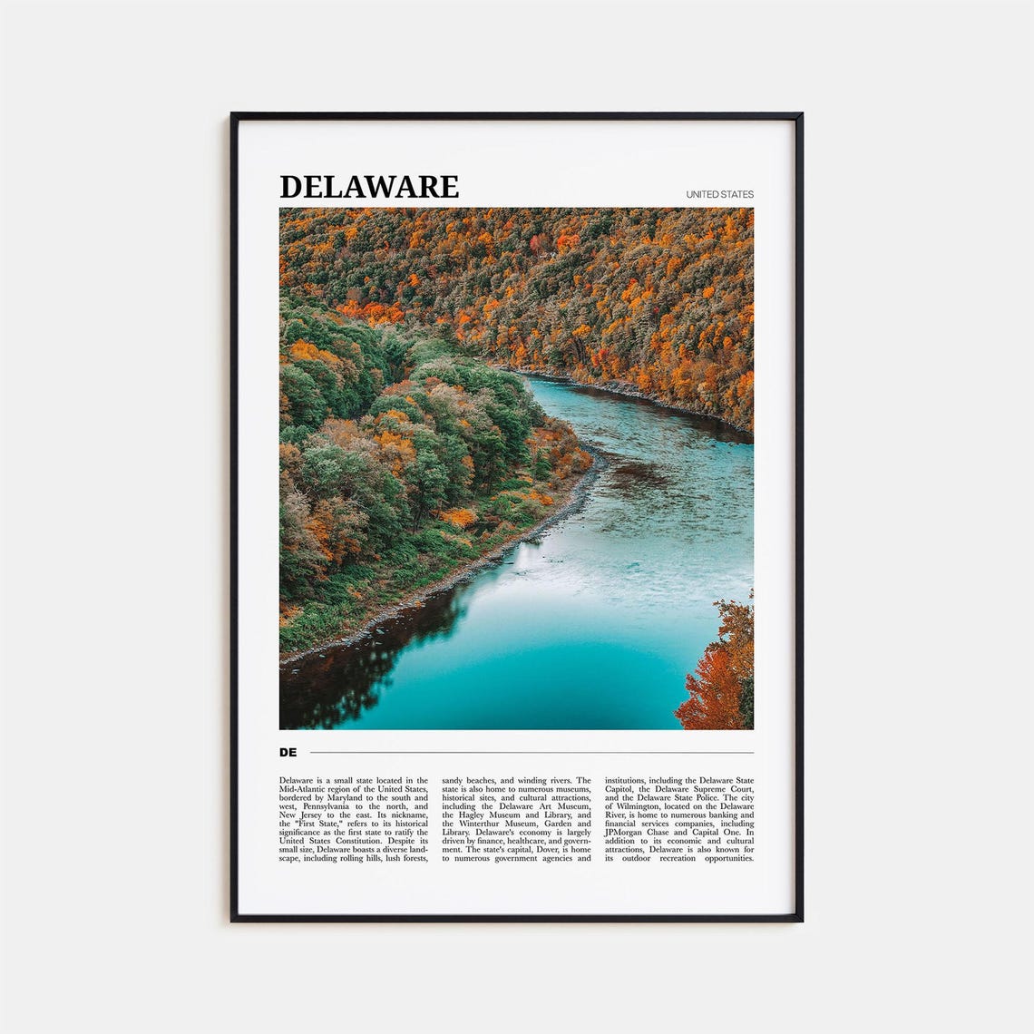 Delaware USA Autumn River Forest Fall Foliage Nature Scenic Poster