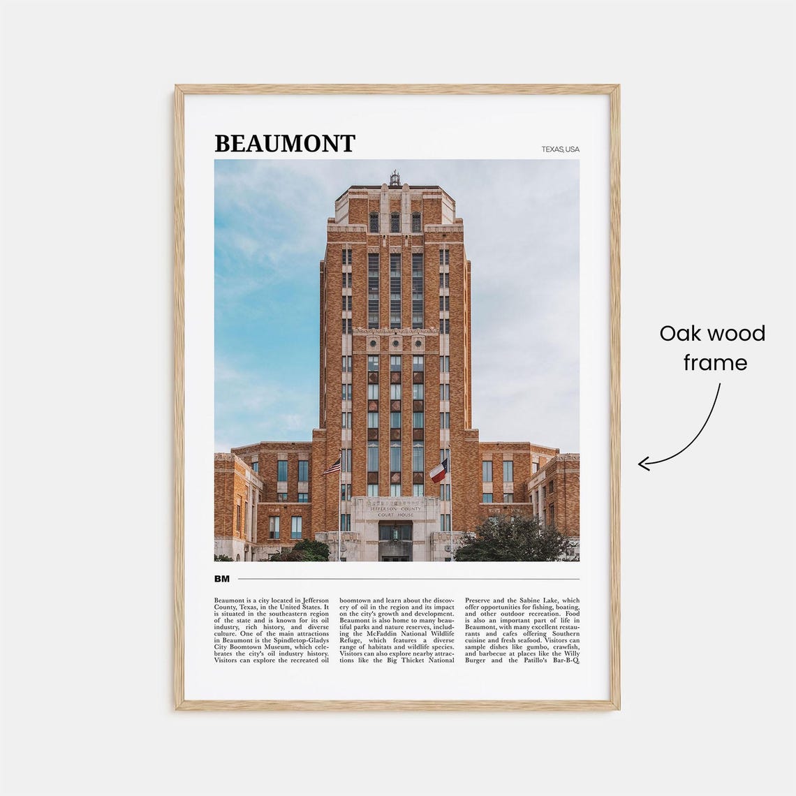 Beaumont Texas Grand Art Deco Courthouse Tower Facade View Poster - Image 3