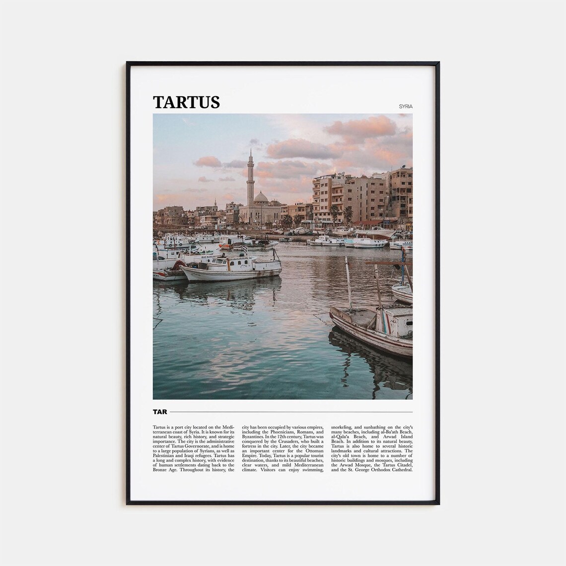Tartus Travel Poster, Syria Wall Art Print