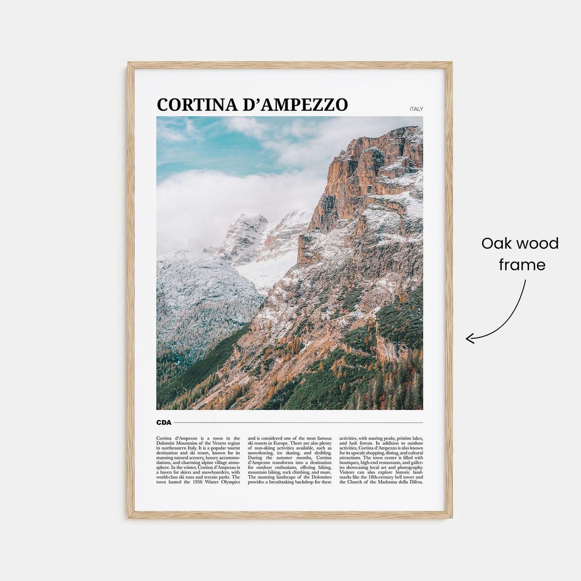 Cortina d'Ampezzo Italy Dolomites Winter Snow Peaks Travel Poster - Image 3