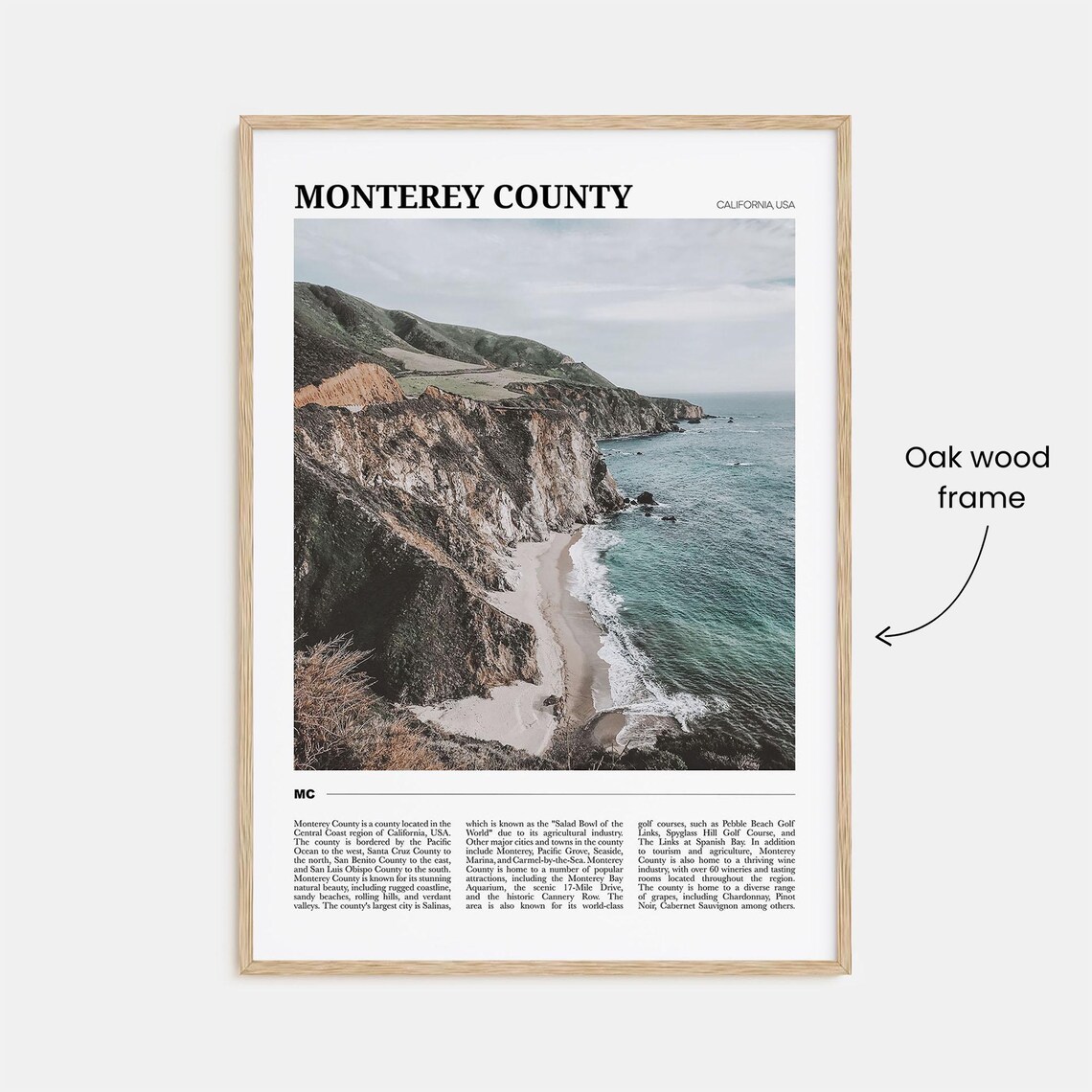 Monterey County California Big Sur Cliffs Ocean Cove Travel Poster - Image 3