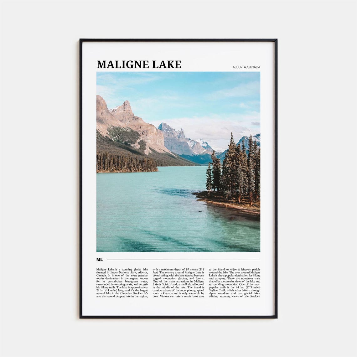 Maligne Lake Travel Poster Maligne Lake Wall Art Maligne Lake Poster Print Maligne Lake Photo Maligne Lake Decor Alberta Canada