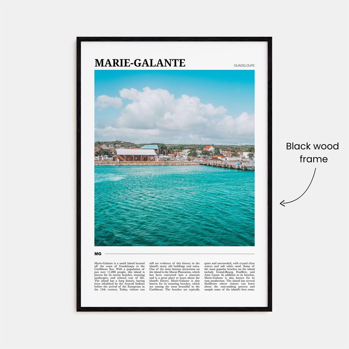 Marie-Galante Guadeloupe Turquoise Harbor Caribbean Travel Poster - Image 2