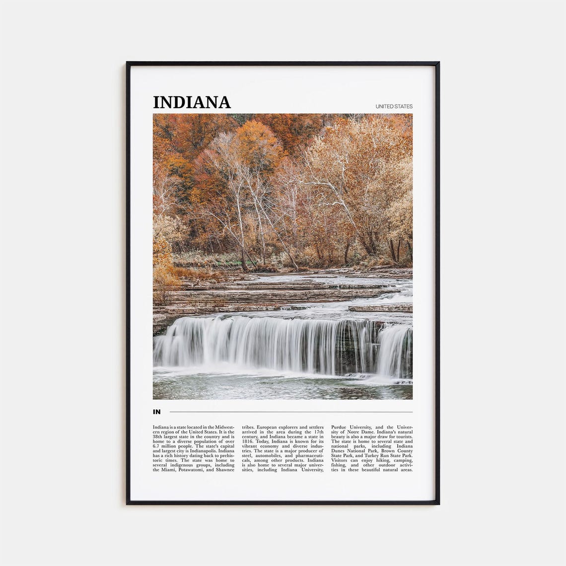Indiana Travel Poster Indiana Wall Art Indiana Poster Print Indiana Photo Indiana Decor Usa