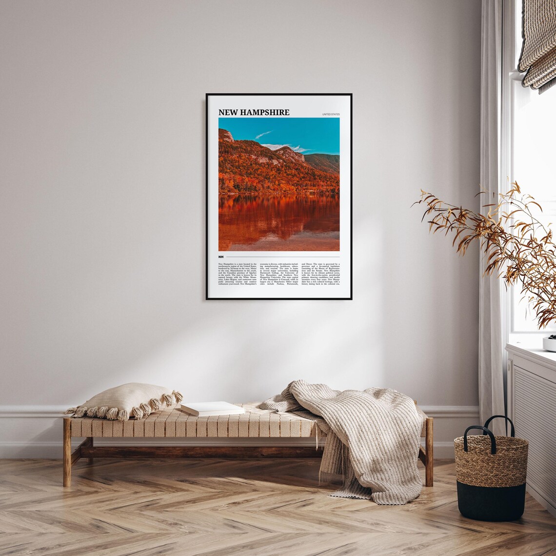 New Hampshire Autumn Lake Reflection Mountain Foliage Travel Poster - Image 4