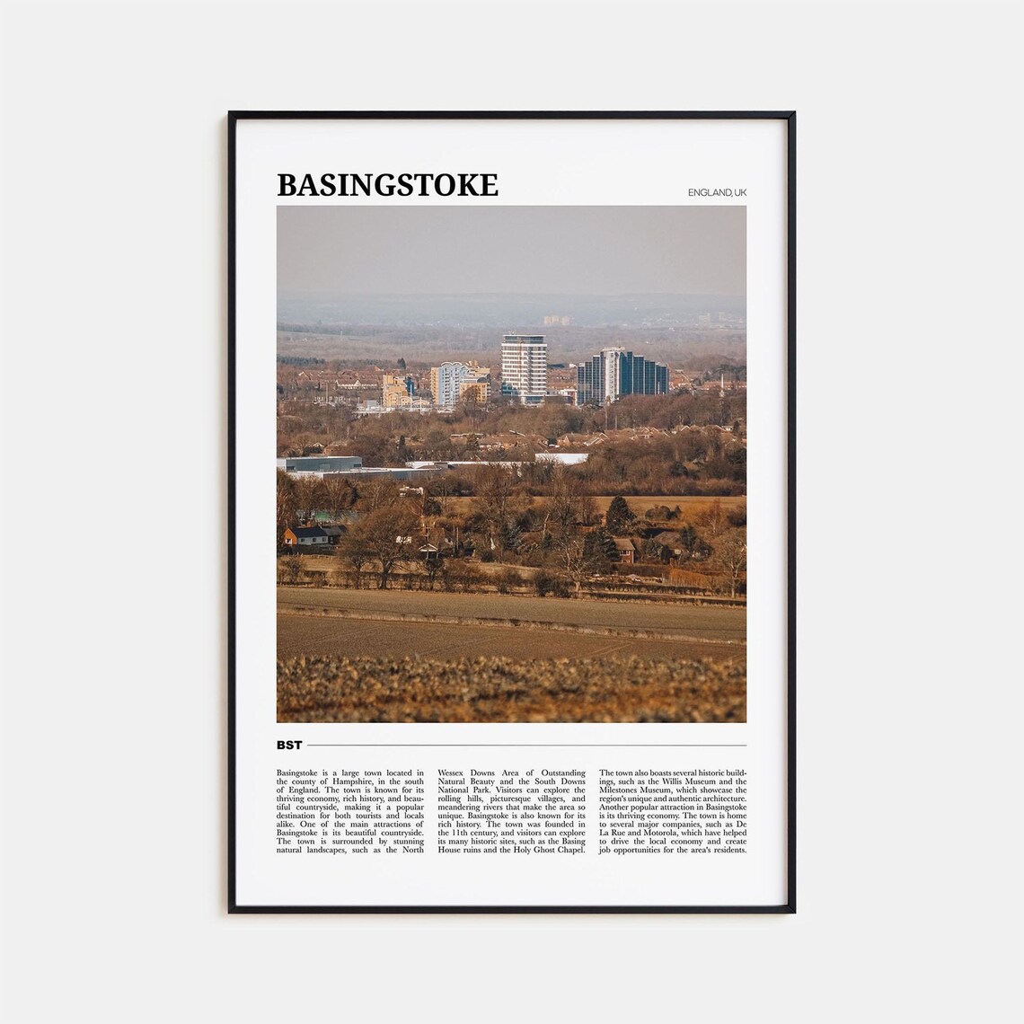 Basingstoke Travel Poster, England UK Art Print
