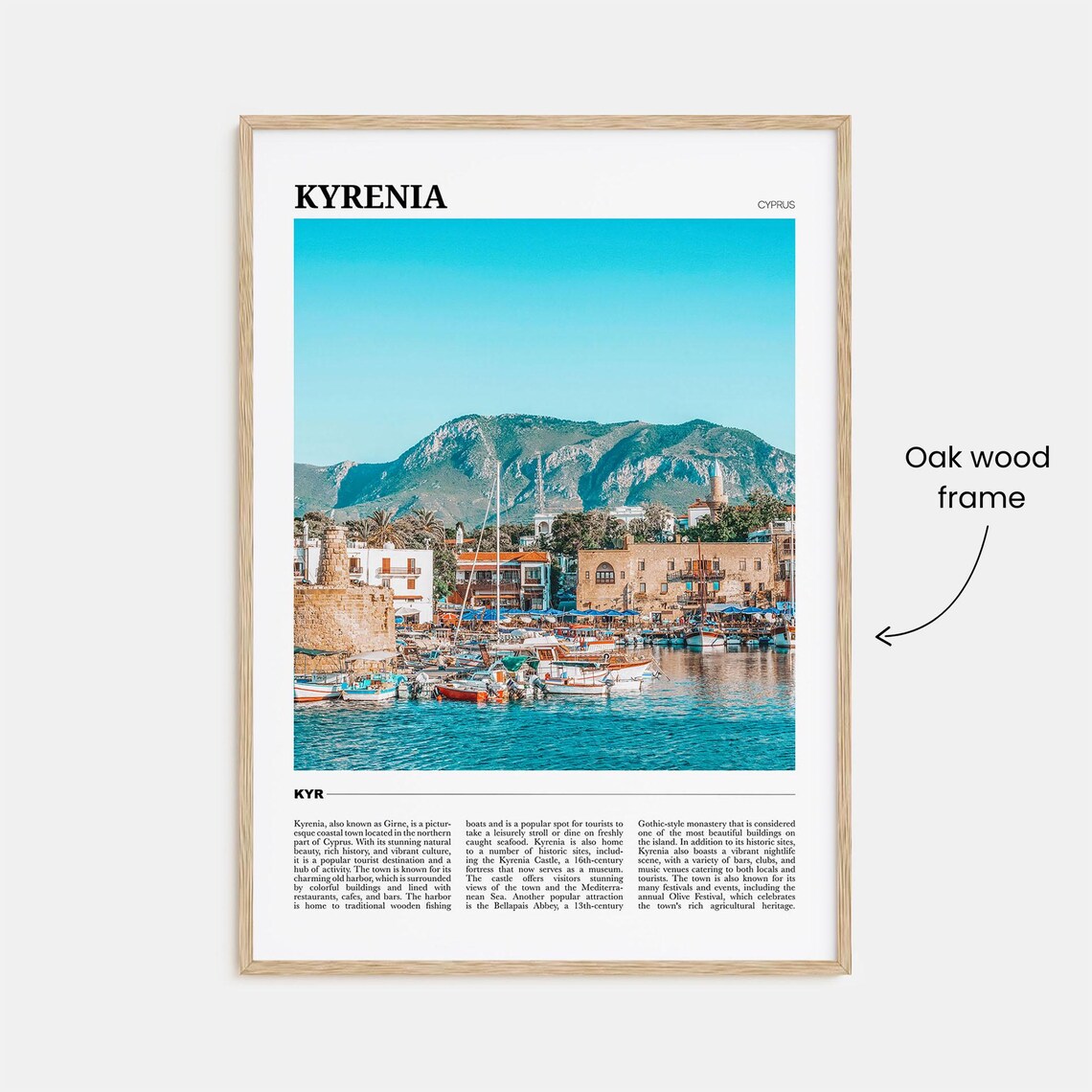 Kyrenia Cyprus Harbor Boats Mountains Photo Text Travel Poster - Image 3