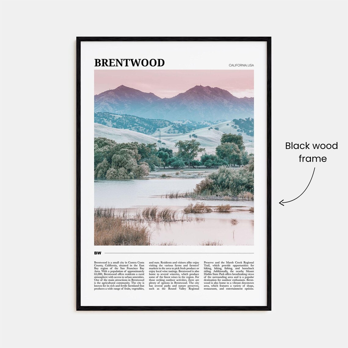 Brentwood California Hills Wetland Landscape Photo Travel Poster - Image 2