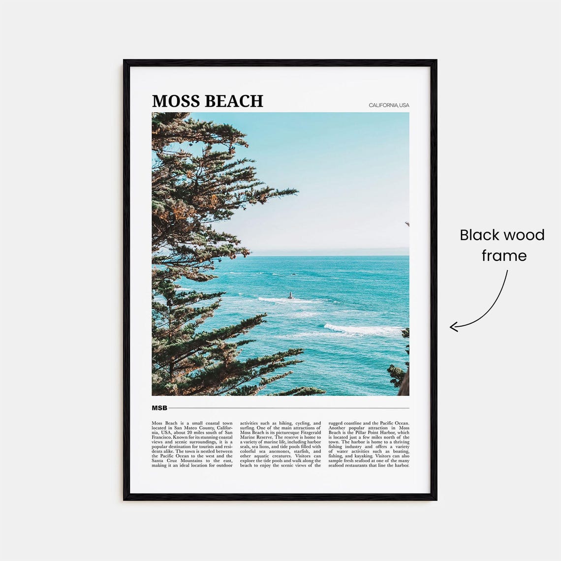 Moss Beach California Ocean View Cypress Trees Coastal Travel Poster - Image 2