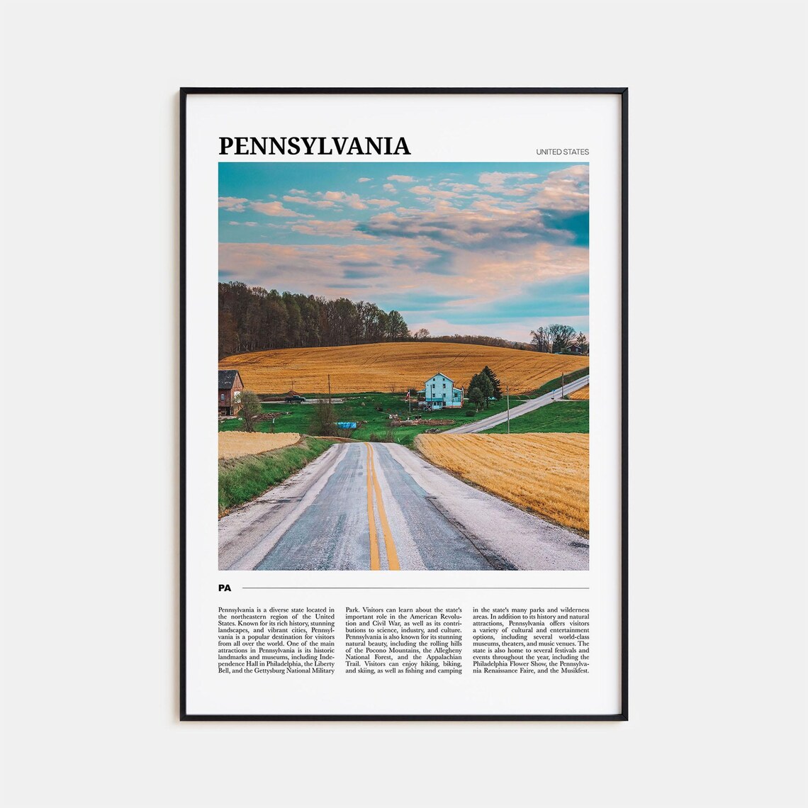 Pennsylvania Travel Poster, United States Wall Art