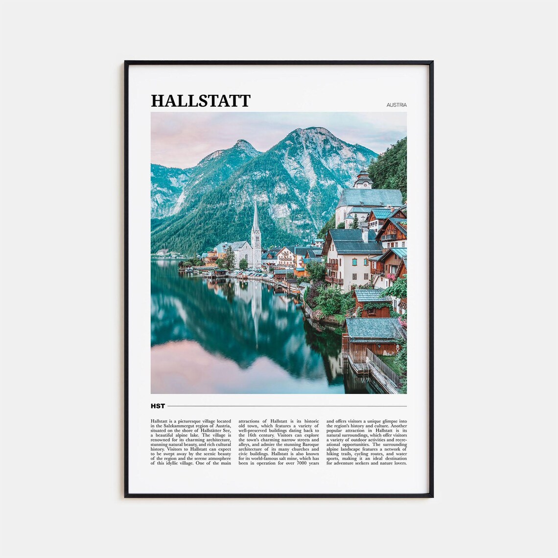 Hallstatt Travel Poster, Austria Wall Art Print