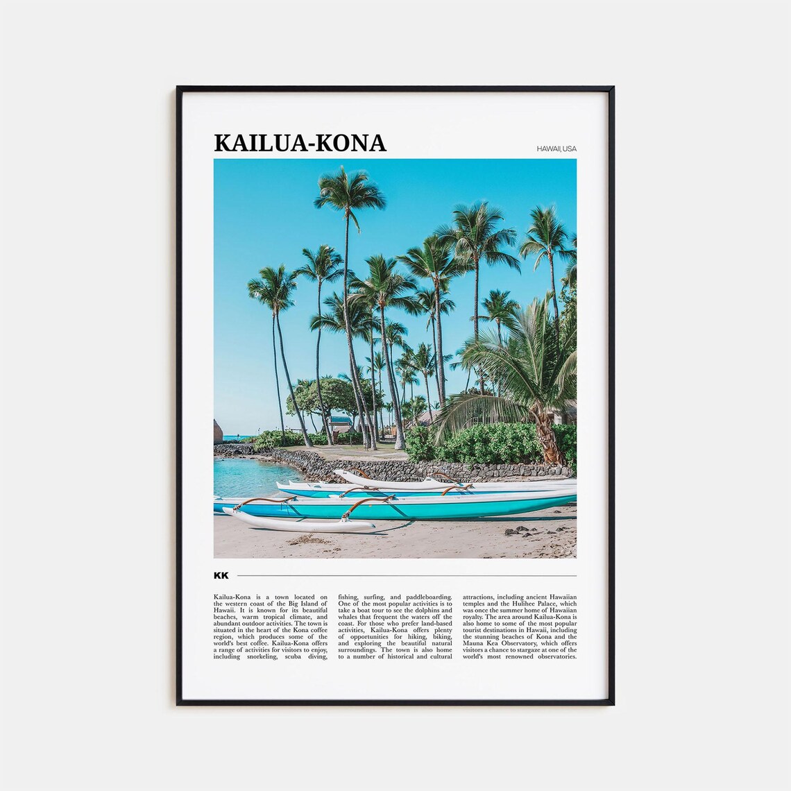Kailua Kona Travel Poster, Hawaii Travel Art Print