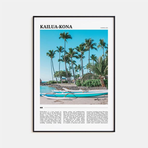 Kailua Kona Travel Poster, Hawaii Travel Art Print
