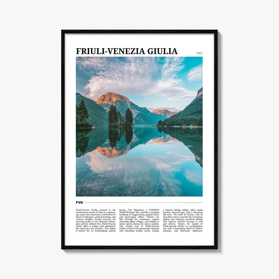Friuli Venezia Giulia Italy Travel Poster, Wall Art Print
