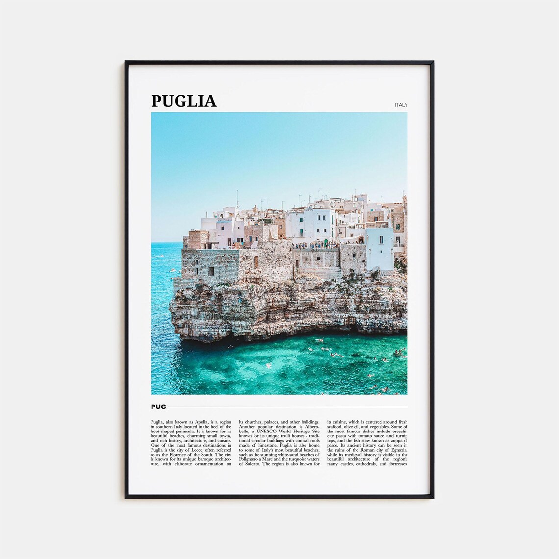 Puglia Travel Poster, Italy Wall Art Print