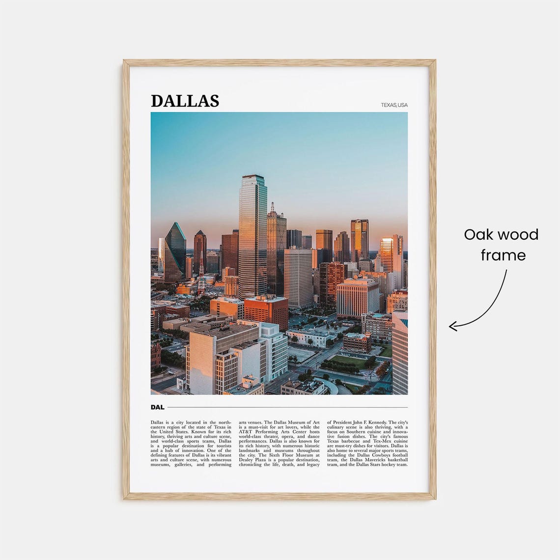 Dallas Texas Downtown Skyline Golden Hour Travel Poster Series - Image 3