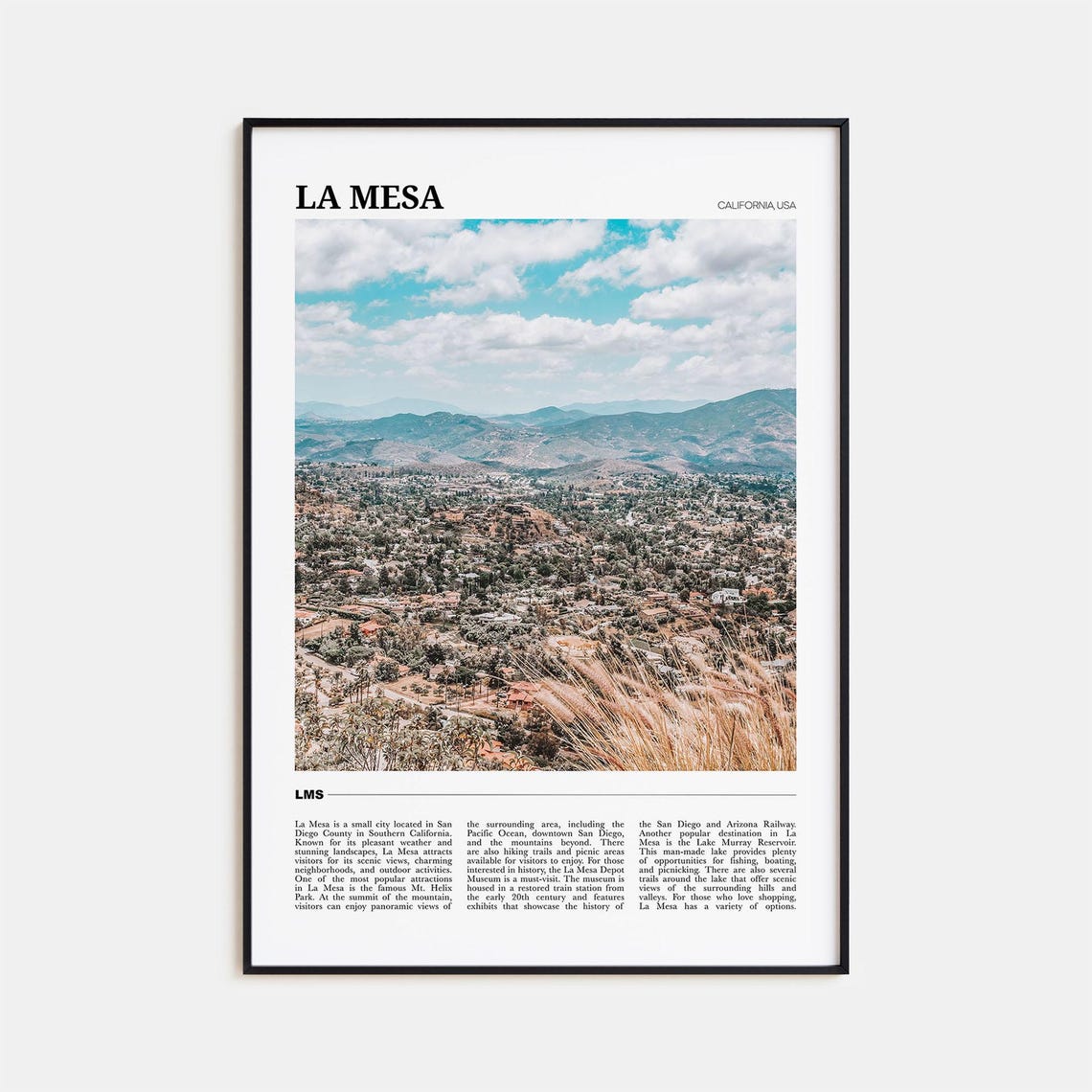 La Mesa California Scenic Mount Helix Hilltop City View Poster