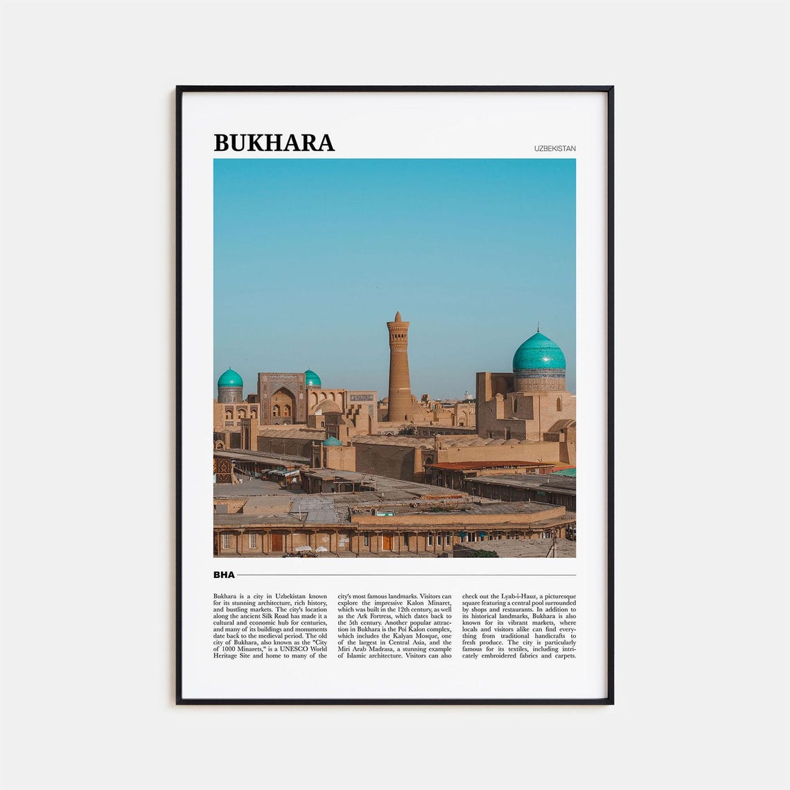 Bukhara Uzbekistan Ancient Silk Road City Turquoise Domes Poster