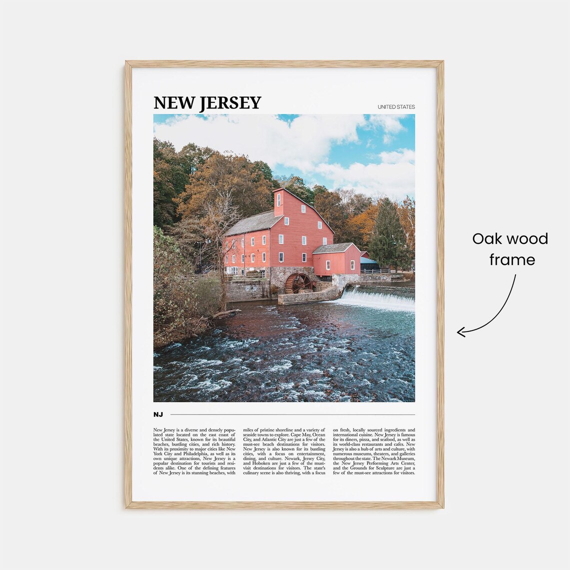 New Jersey Historic Red Mill Waterfall Vintage Editorial Travel Poster - Image 3