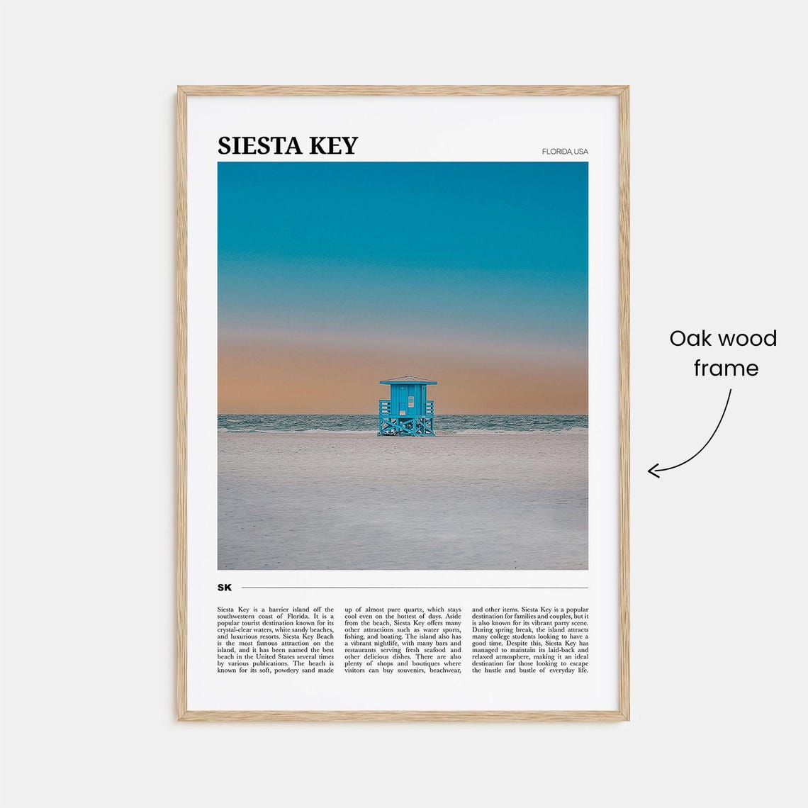 Siesta Key Florida Lifeguard Tower Sunset Beach Scene Travel Poster - Image 3