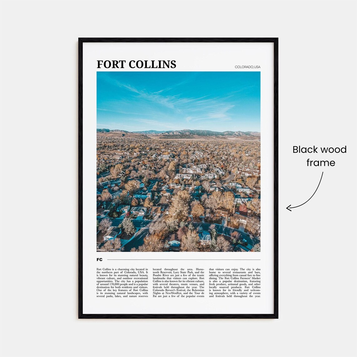 Fort Collins Colorado Aerial City Foothills Autumn View Travel Poster - Image 2