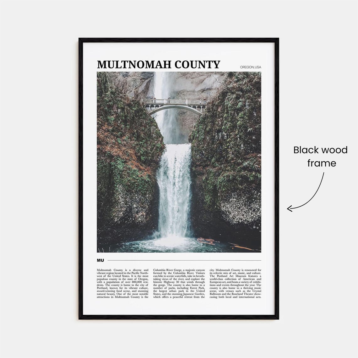 Multnomah County Oregon Multnomah Falls Bridge Waterfall Poster - Image 2
