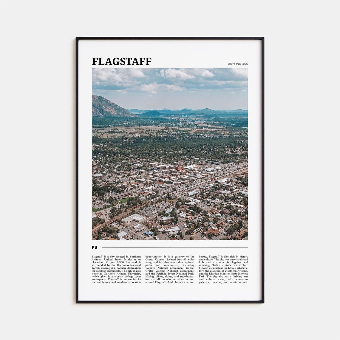 Flagstaff Arizona USA Mountain Town Aerial Panorama Travel Poster