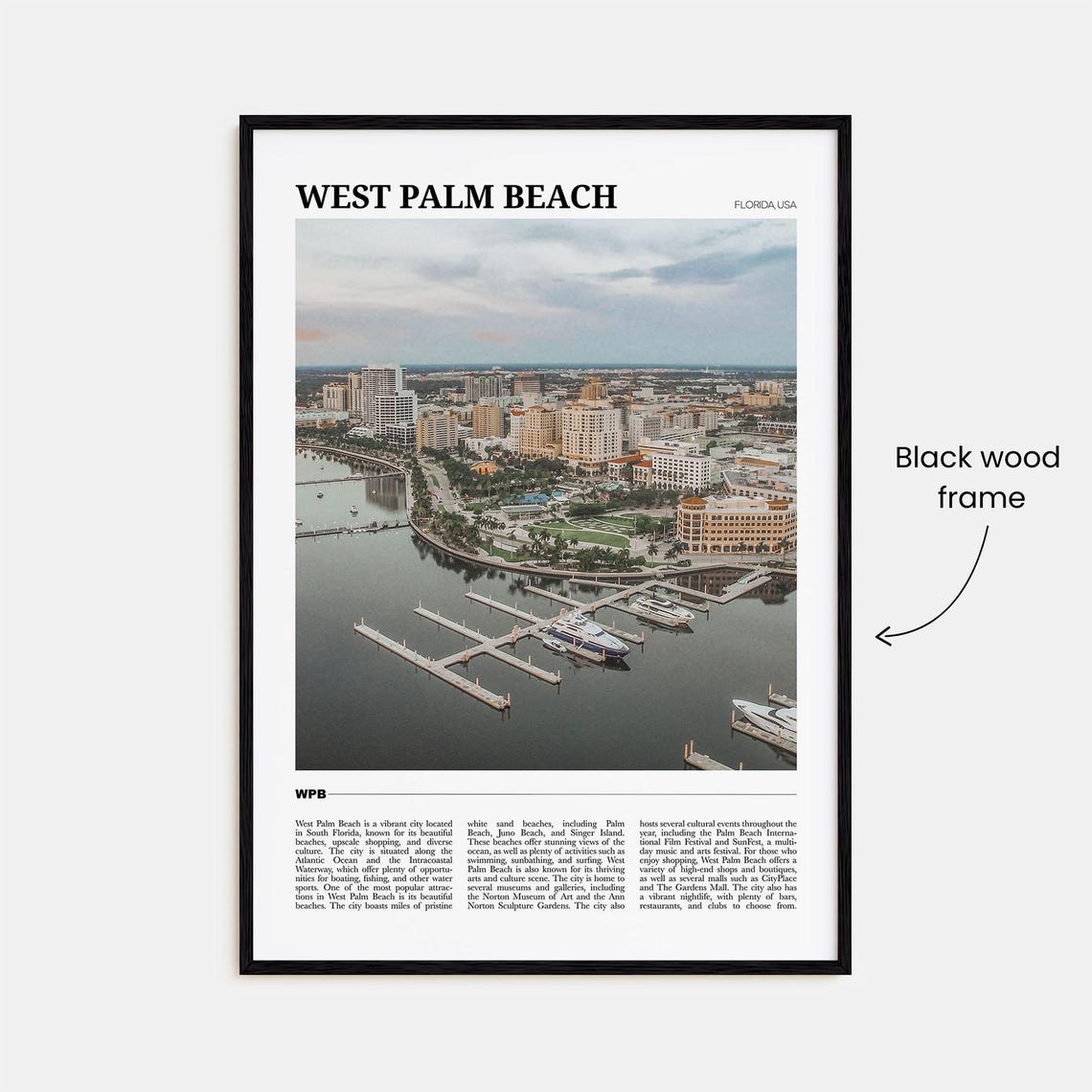 West Palm Beach Florida Marina and City Skyline Aerial Poster - Image 2