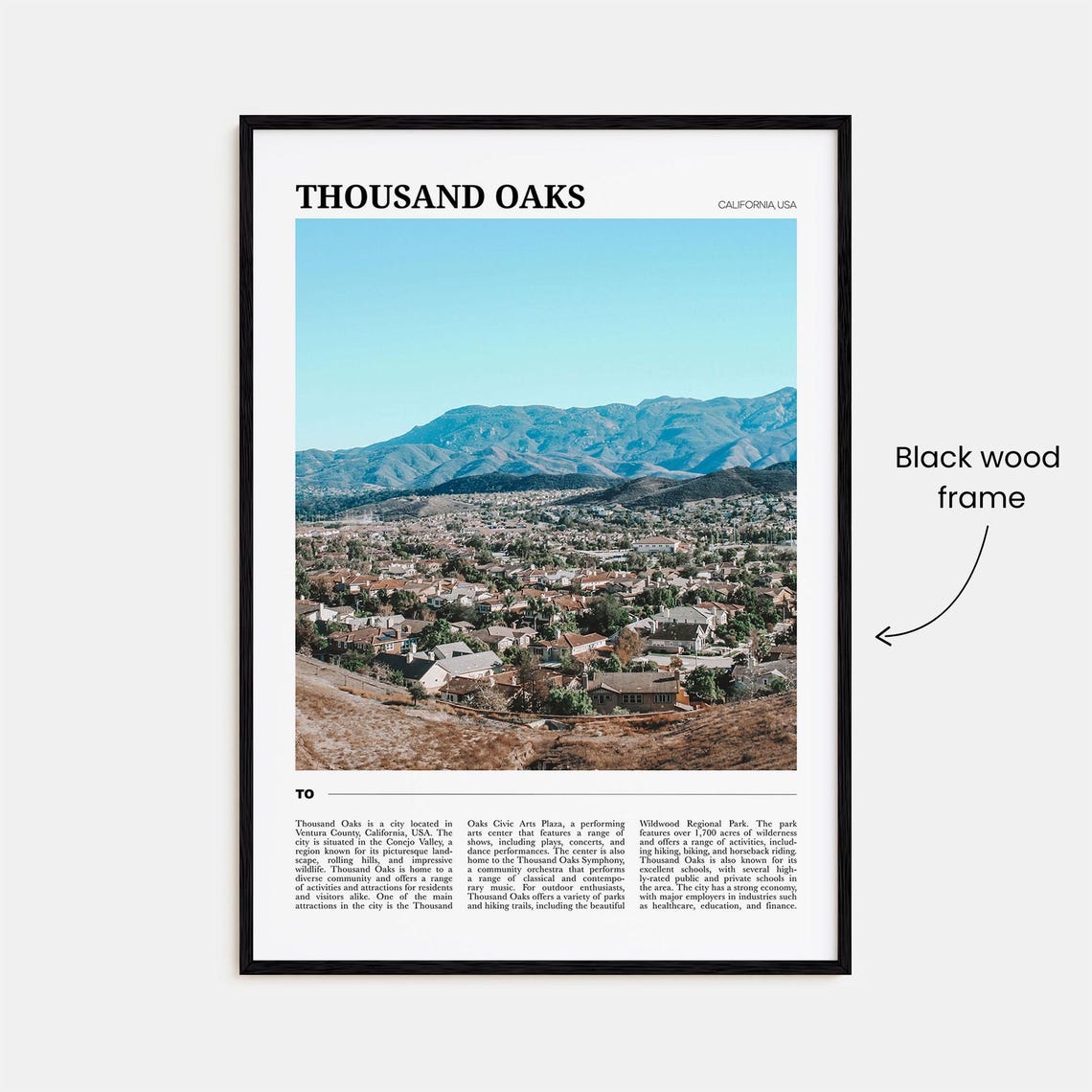 Thousand Oaks California Hills and Mountains Suburb Travel Poster - Image 2