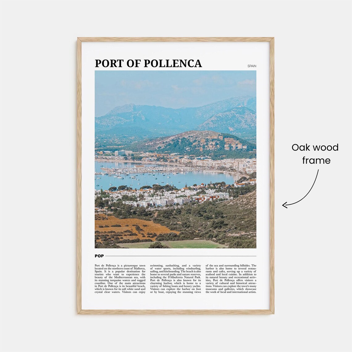 Port of Pollenca Spain Mallorca Marina Bay Mountain Backdrop Poster - Image 3