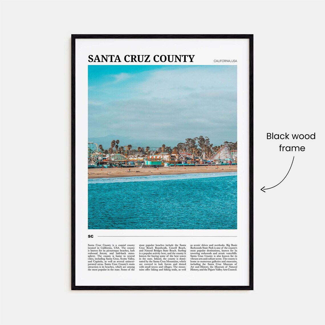 Santa Cruz County Travel Poster, Christmas Wall Art - Image 2