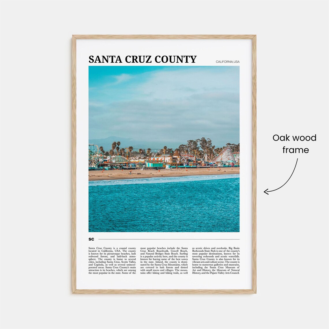 Santa Cruz County Travel Poster, Christmas Wall Art - Image 3