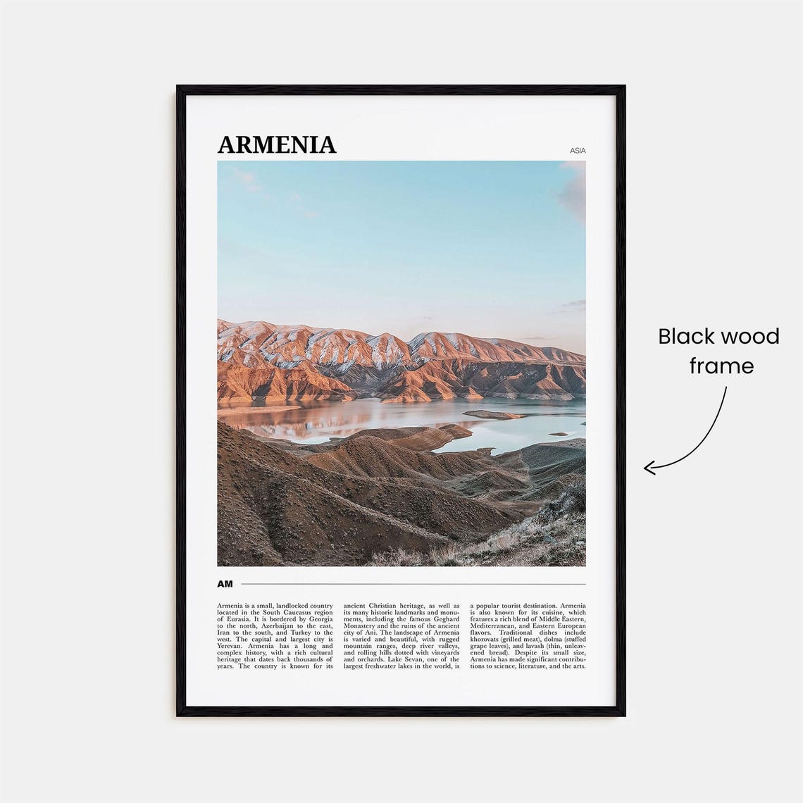 Armenia Asia Red Mountain Range Sunset Lake Reflection Poster - Image 2