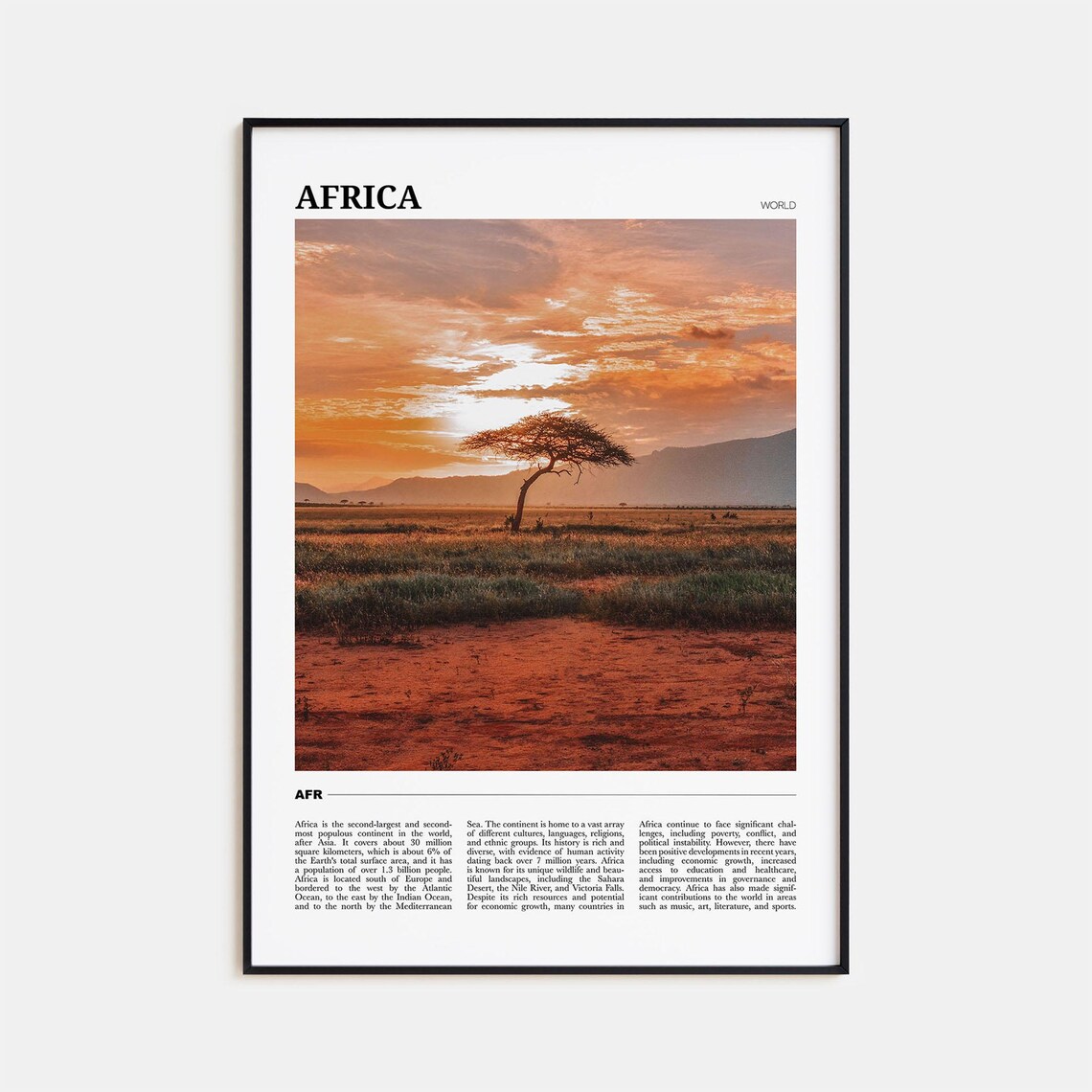 Africa Travel Poster, Continental Wall Art Print