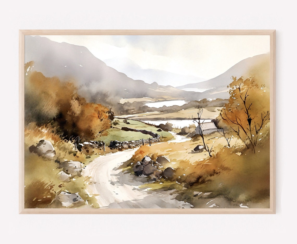 Irish Road Painting Ring Of Kerry Watercolor Print Ireland Landscape Wall Art Irish Countryside Watercolor Art Print Home Decor Gift
