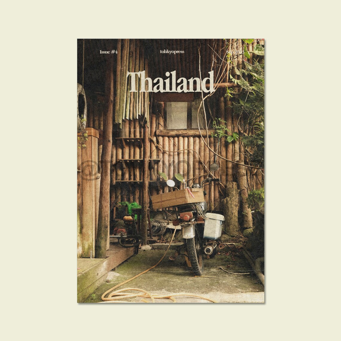 Thailand Magazine Cover Bamboo House Motorbike Travel Poster