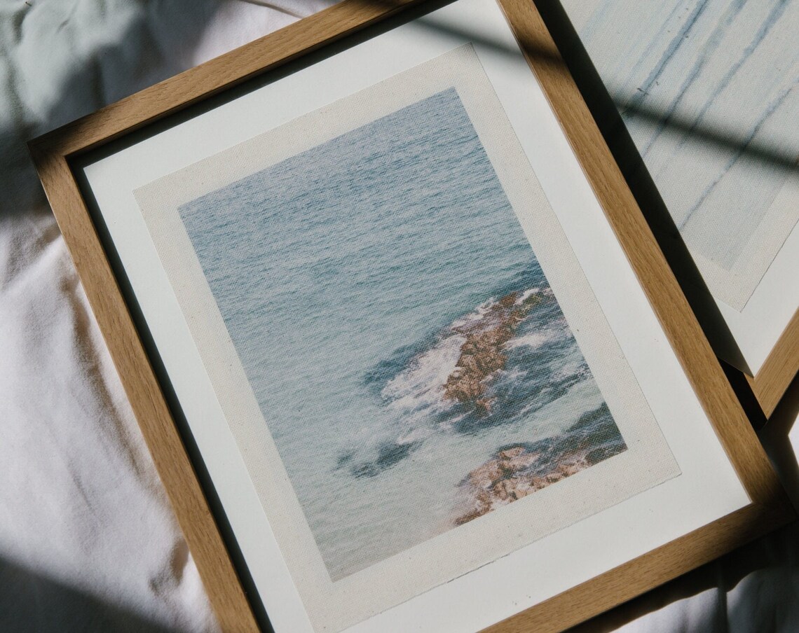 Ocean Waves Over Rocky Shoreline Fine Art Photography Poster