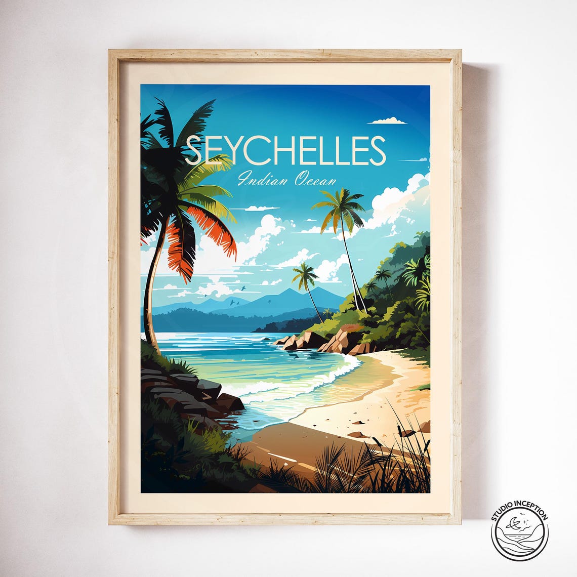 Seychelles Travel Print Wall Art Indian Ocean Wall Art Seychelles Poster East Africa Art Print Travel Art Honeymoon Print Wedding Gift - Image 3