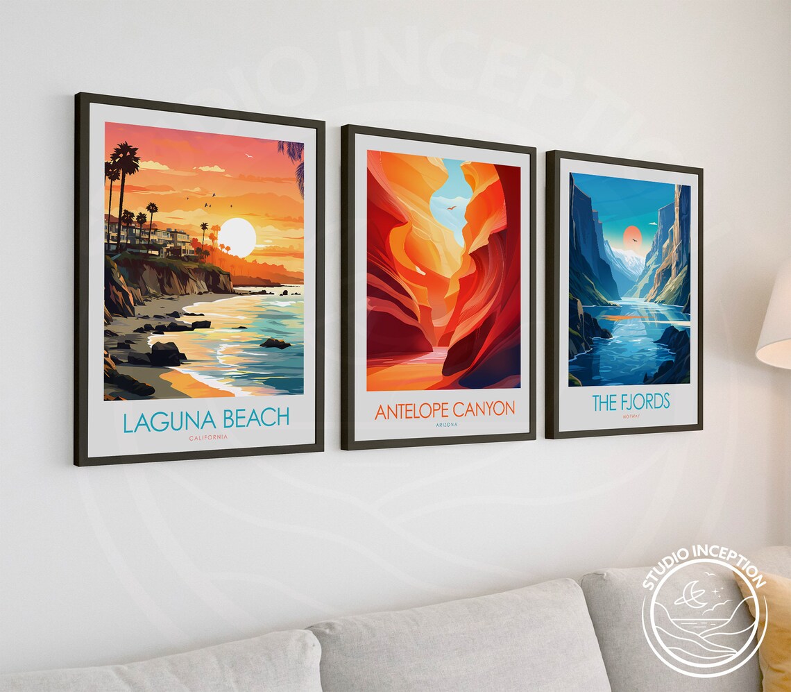 Laguna Beach California Cliff Sunset Palm Cove Travel Poster - Image 2